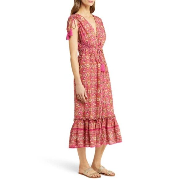 Veronica Beard 'Arjuna' Printed Sleeveless Midi-Dress, Fuschia Multi - Picture 2 of 5